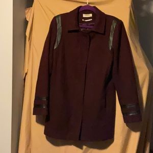 French Purple wool jacket with faux leather accents European size 38